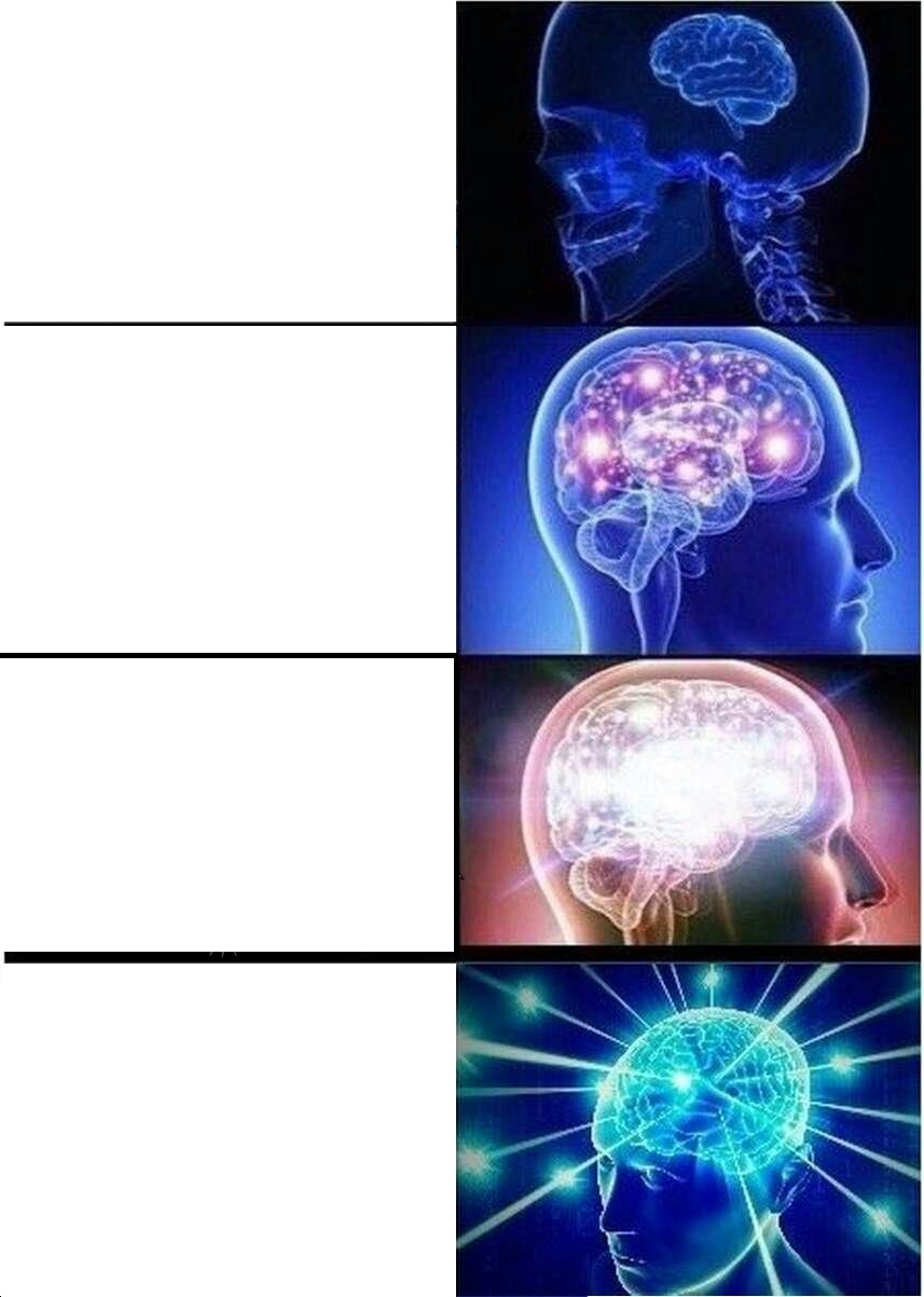 Expanding Brain meme about GuruNanda