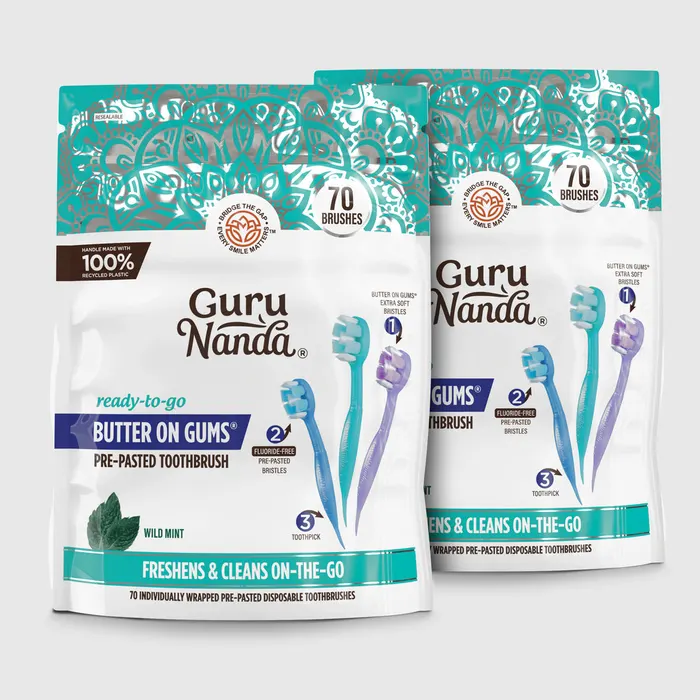 Two bags of Ready-to-Go pre-pasted toothbrushes